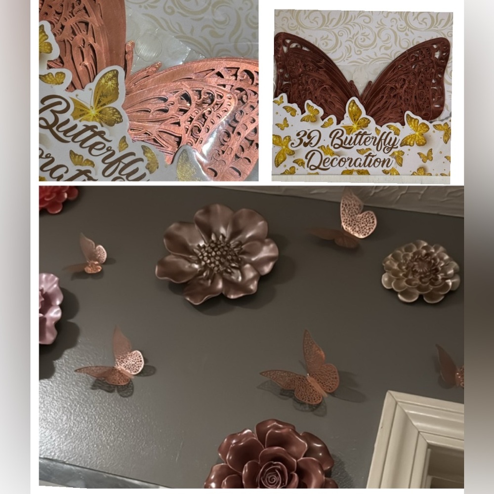 3D Butterfly wall Decor! Rose Gold! New in package! Decor idea in pics!